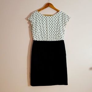 Ruffle mock sleeve polka dot and black dress 10 P 💜